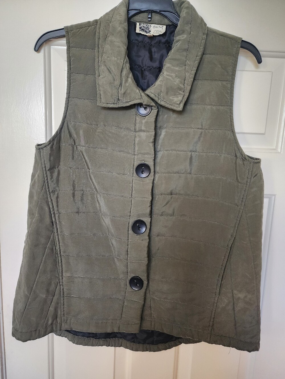 Habitat Olive Quilted Button-Front Vest